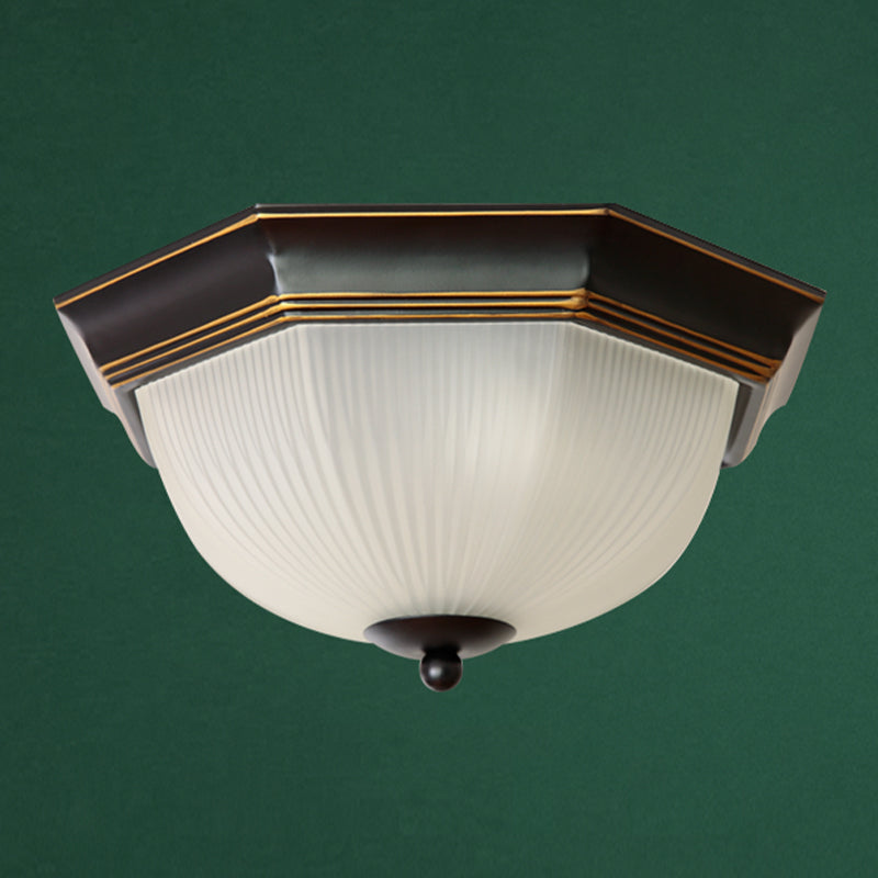Traditional Dome Flush Ceiling Light Glass Flush Mount Lamp in Black