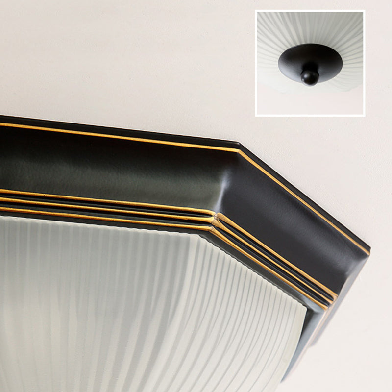 Traditional Dome Flush Ceiling Light Glass Flush Mount Lamp in Black