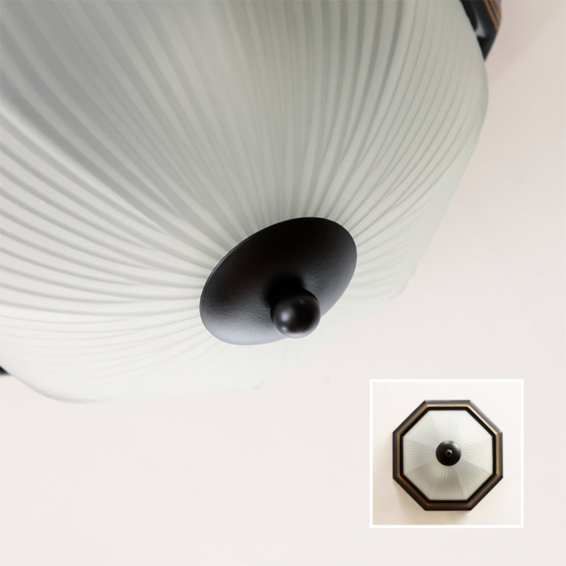Traditional Dome Flush Ceiling Light Glass Flush Mount Lamp in Black