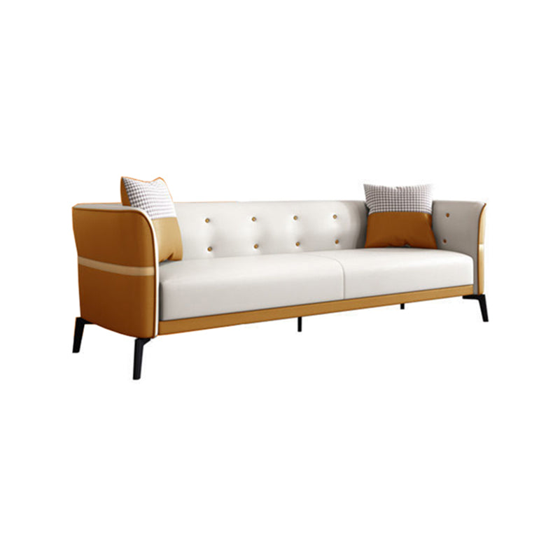 Tufted Flared Arm Sofa Contemporary Faux Leather Stain Resistant Sofa