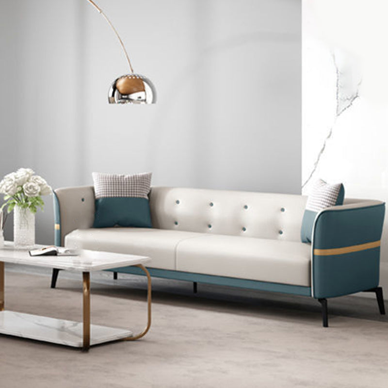 Tufted Flared Arm Sofa Contemporary Faux Leather Stain Resistant Sofa