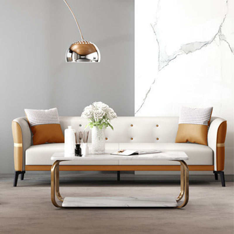 Tufted Flared Arm Sofa Contemporary Faux Leather Stain Resistant Sofa