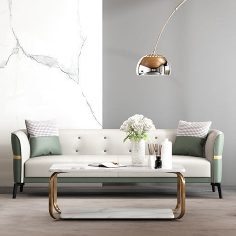 Tufted Flared Arm Sofa Contemporary Faux Leather Stain Resistant Sofa