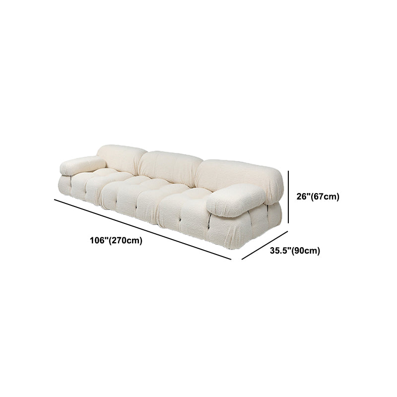 Tufted Cream 2-3-Seater Sofa Contemporary Pillow Top Arm Sofa