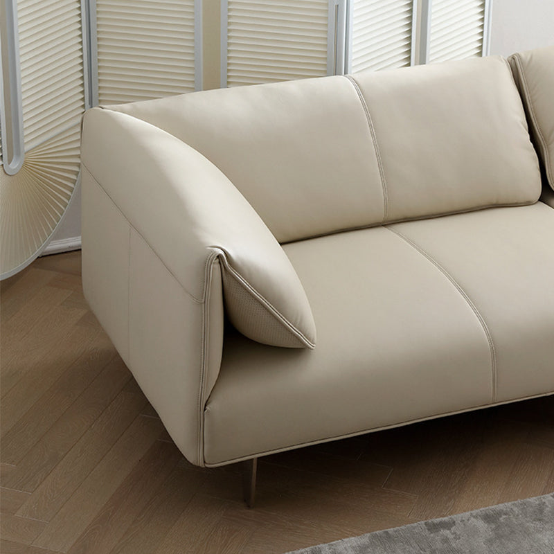 Sewn Pillow Back Sofa Modern Faux Leather Pillow Top Arm Seating - 26.77" H
