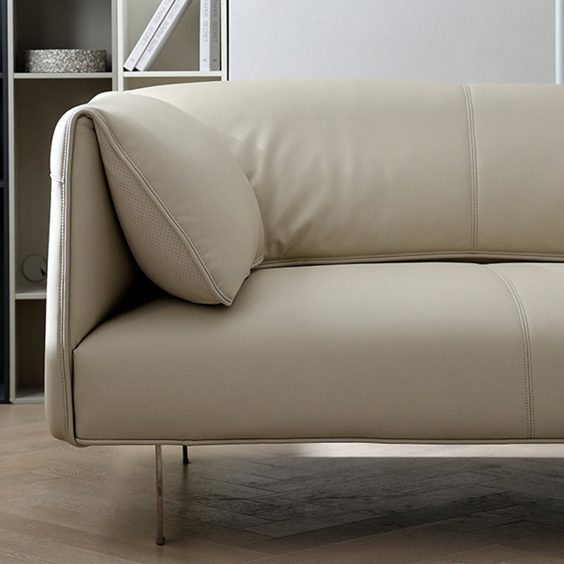 Sewn Pillow Back Sofa Modern Faux Leather Pillow Top Arm Seating - 26.77" H