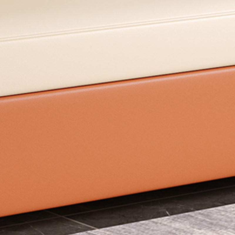 Faux Leather Square Arm Sofa Bed Stain Resistant Convertible Sofa