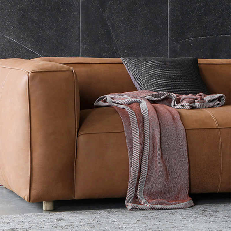 Contemporary Faux Leather Sofa Tuxedo Arm 25.59-In High Sofa