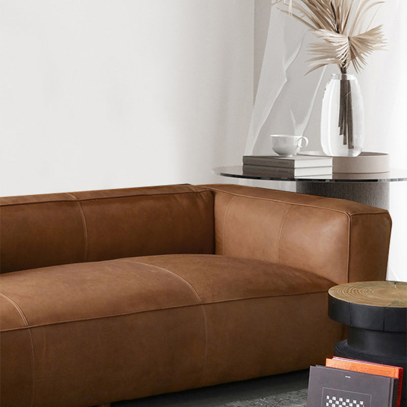 Contemporary Faux Leather Sofa Tuxedo Arm 25.59-In High Sofa