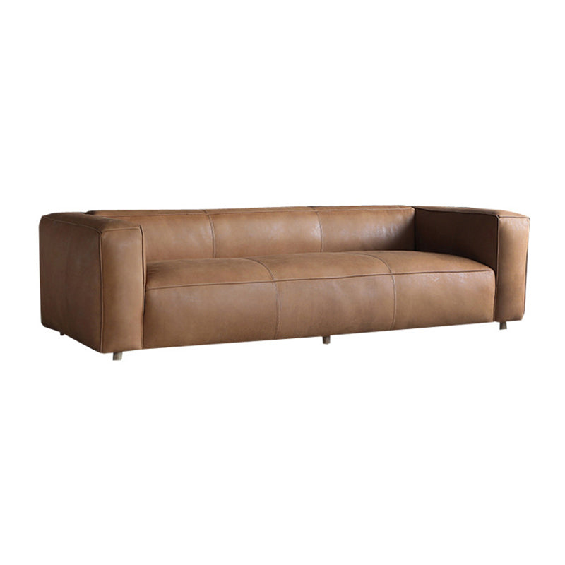 Contemporary Faux Leather Sofa Tuxedo Arm 25.59-In High Sofa