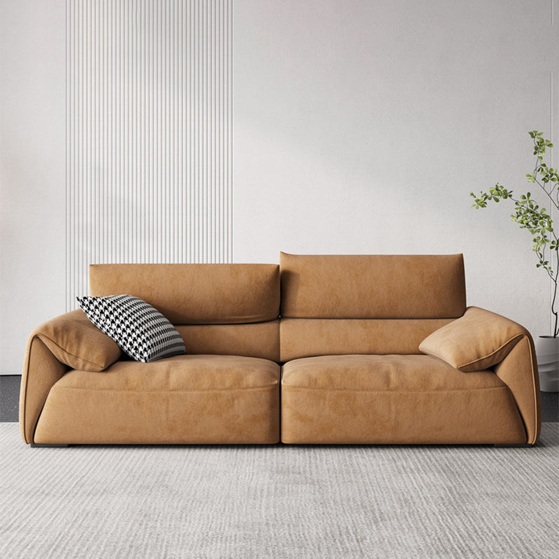 Adjustable Sewn Pillow Back Sofa Modern Pillow Top Arm Sofa in Brown