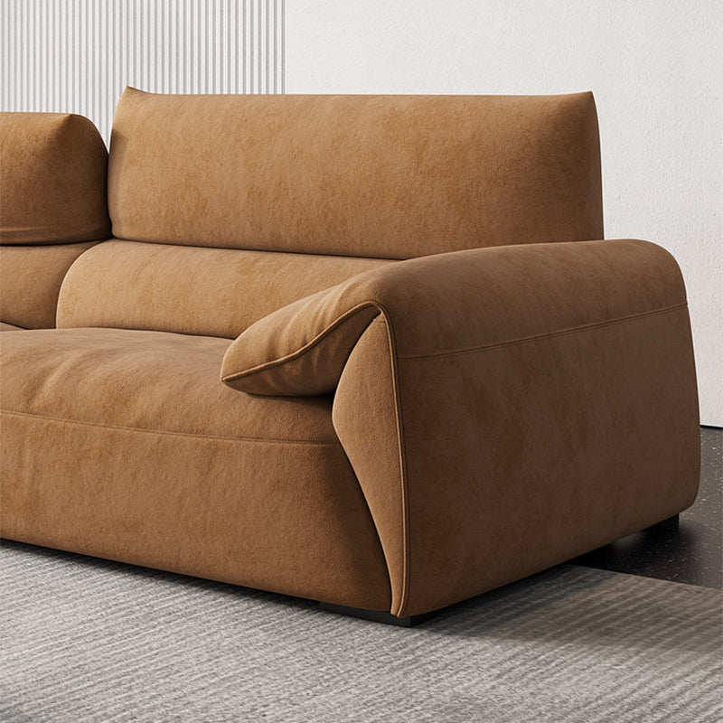 Adjustable Sewn Pillow Back Sofa Modern Pillow Top Arm Sofa in Brown