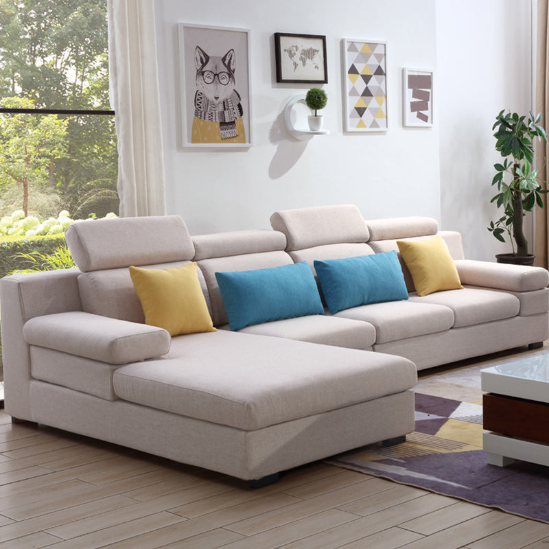 37.40" Tall Linen Sectional Pillow Top Arm Sectional with Adjustable Headrest