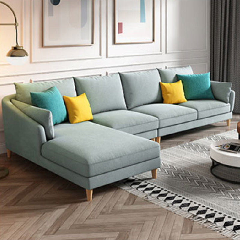 Modern Sectional Sofa with Pillow Back and Sloped Arms for 4 People