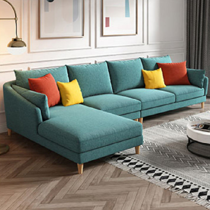 Modern Sectional Sofa with Pillow Back and Sloped Arms for 4 People