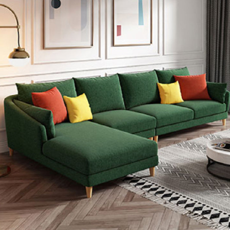 Modern Sectional Sofa with Pillow Back and Sloped Arms for 4 People