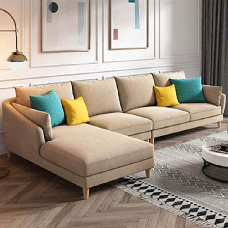 Modern Sectional Sofa with Pillow Back and Sloped Arms for 4 People