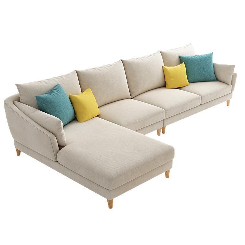 Modern Sectional Sofa with Pillow Back and Sloped Arms for 4 People