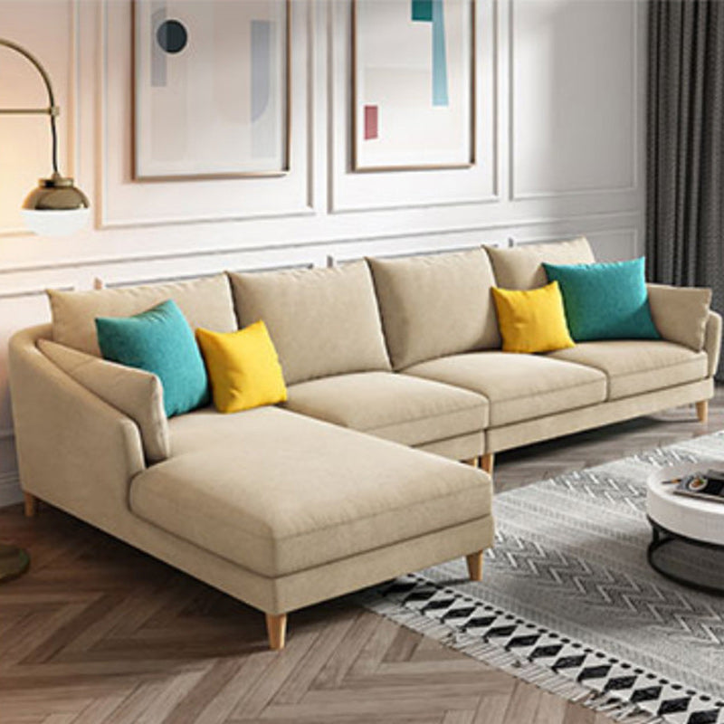 Modern Sectional Sofa with Pillow Back and Sloped Arms for 4 People