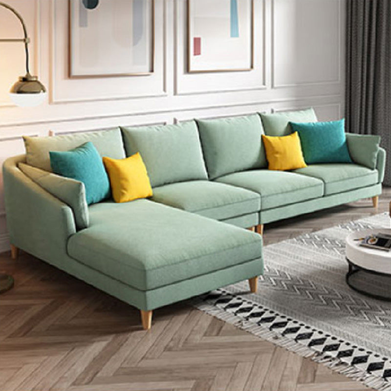 Modern Sectional Sofa with Pillow Back and Sloped Arms for 4 People