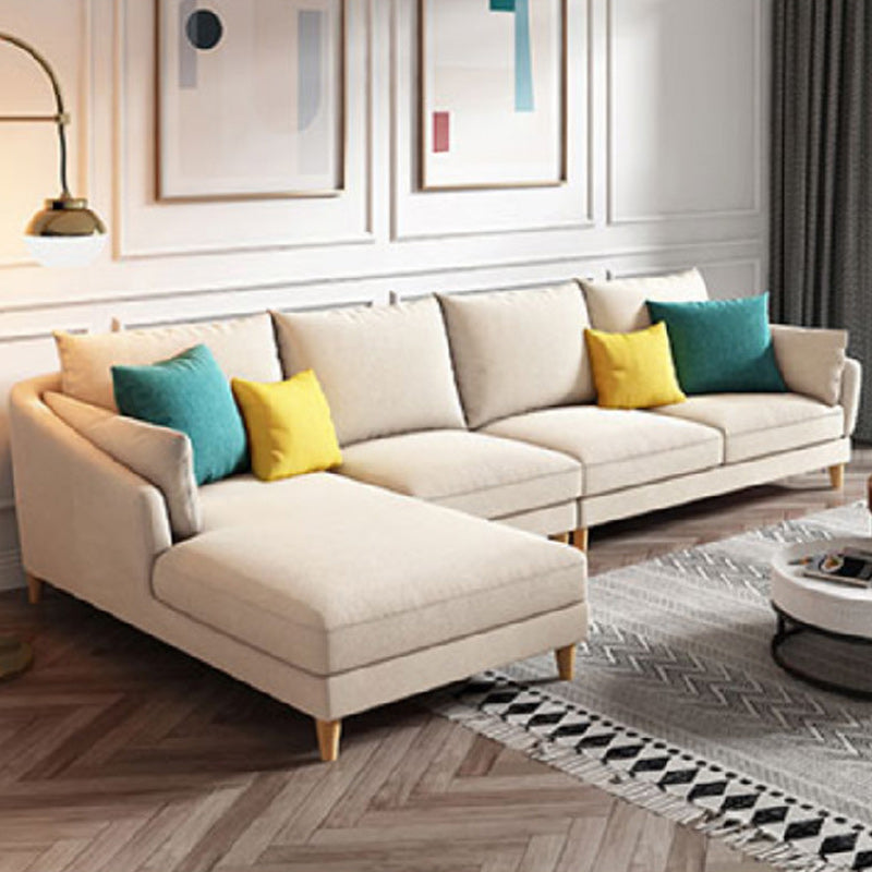 Modern Sectional Sofa with Pillow Back and Sloped Arms for 4 People