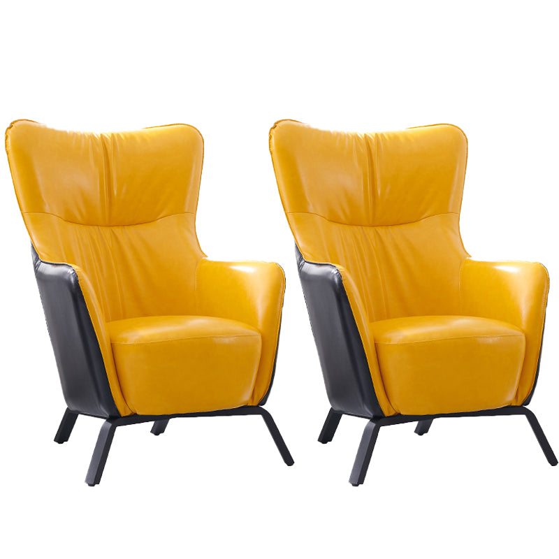 Contemporary Bonded Leather Arms Included with Black Legs Wingback Chair