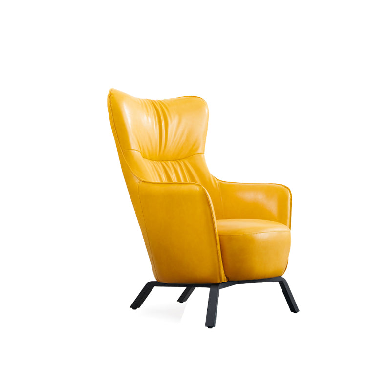 Contemporary Bonded Leather Arms Included with Black Legs Wingback Chair