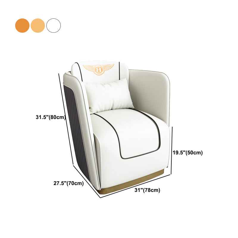 Contemporary Bonded Leather Arms Included Gold Base Accent Armchair