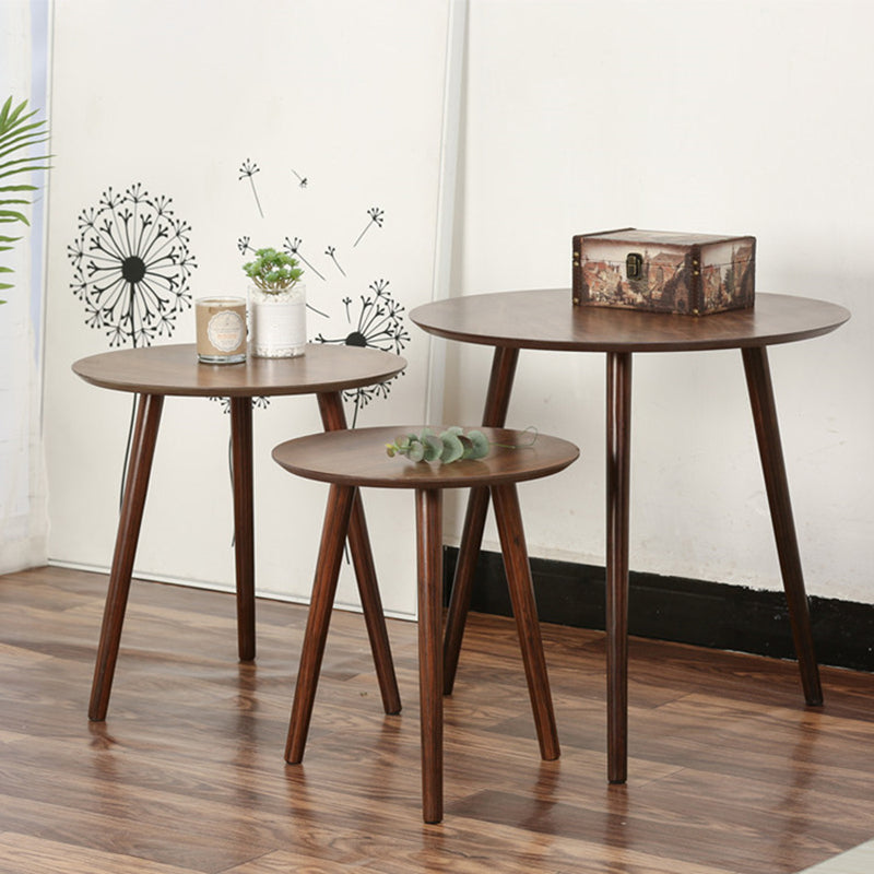 Scandinavian 3 Legs Cocktail Table Round Wooden Coffee Cocktail Table for Living Room