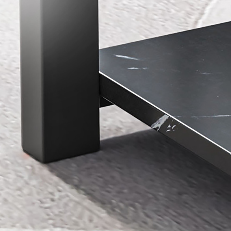 Glam Frame Coffee Table Slate Cocktail Table with Storage Shelf for Living Room
