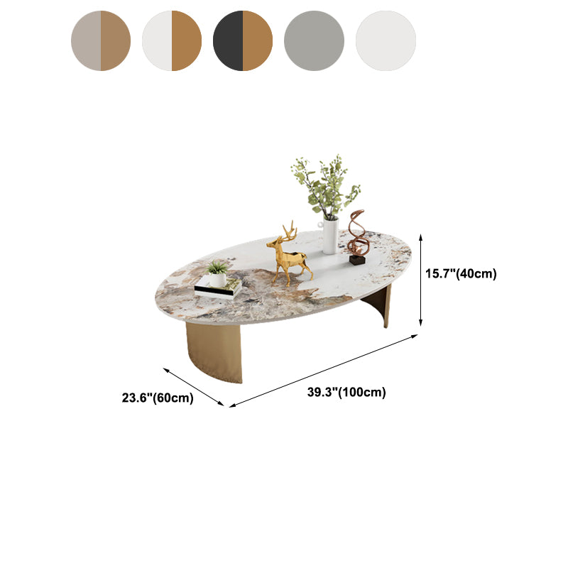 Glam Slate Coffee Cocktail Table Oval Cocktail Table for Living Room