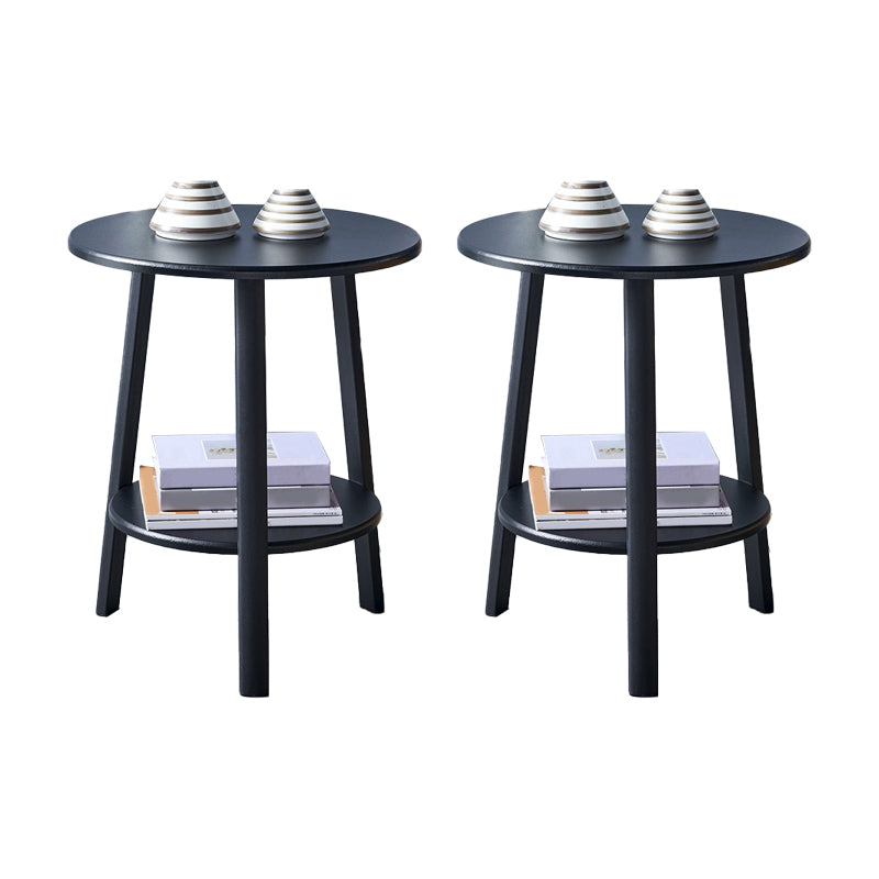 3 Legs Round Side End Table Wood Side End Table with Storage