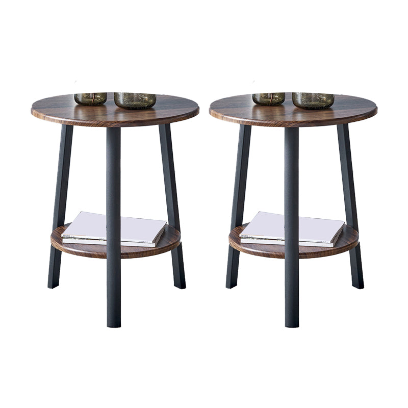 3 Legs Round Side End Table Wood Side End Table with Storage