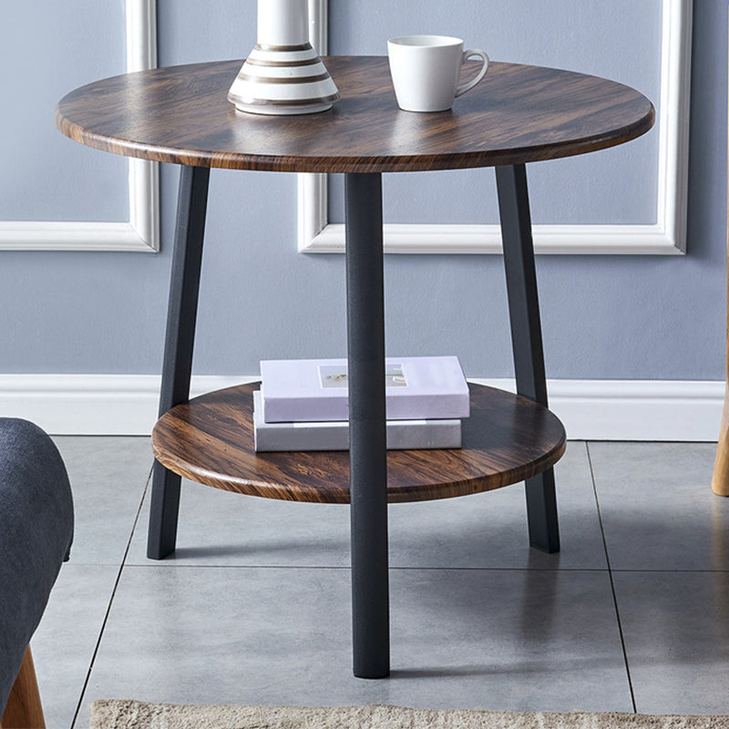 3 Legs Round Side End Table Wood Side End Table with Storage