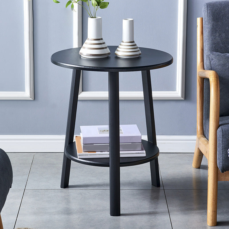 3 Legs Round Side End Table Wood Side End Table with Storage