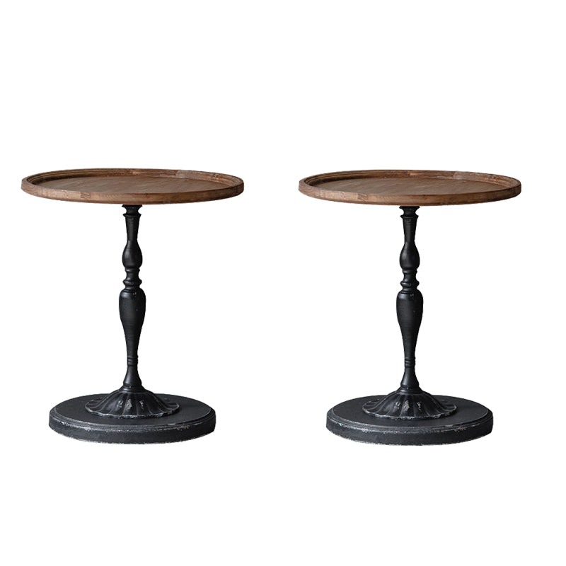Pedestal Round Side End Table Rustic Distressed Side End Table