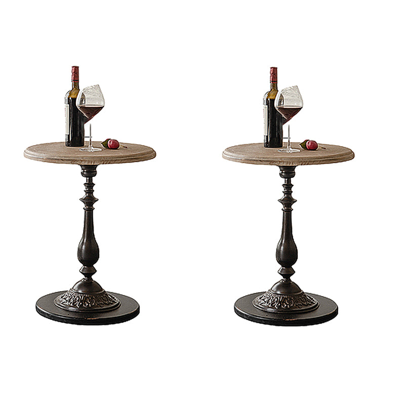 Pedestal Round Side End Table Rustic Distressed Side End Table