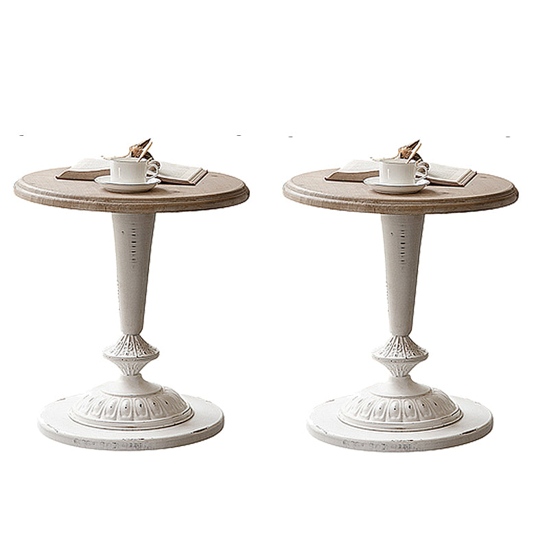 Pedestal Round Side End Table Rustic Distressed Side End Table