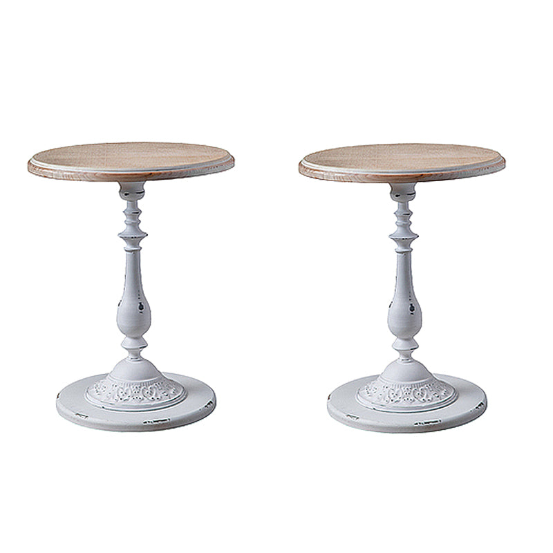 Pedestal Round Side End Table Rustic Distressed Side End Table