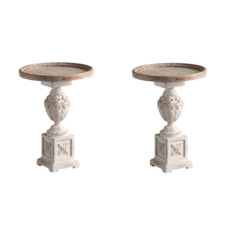 Pedestal Round Side End Table Rustic Distressed Side End Table