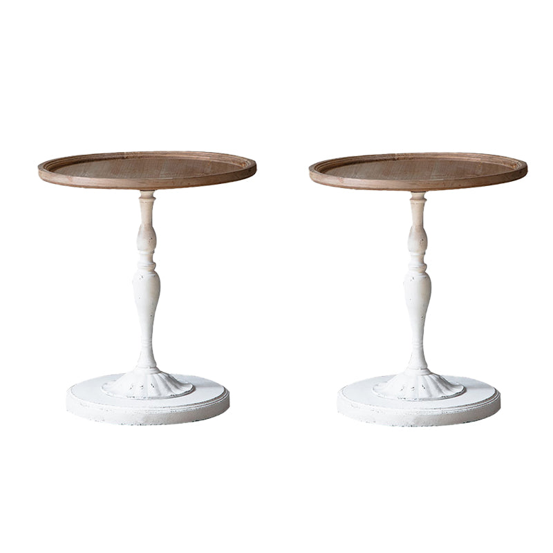 Pedestal Round Side End Table Rustic Distressed Side End Table