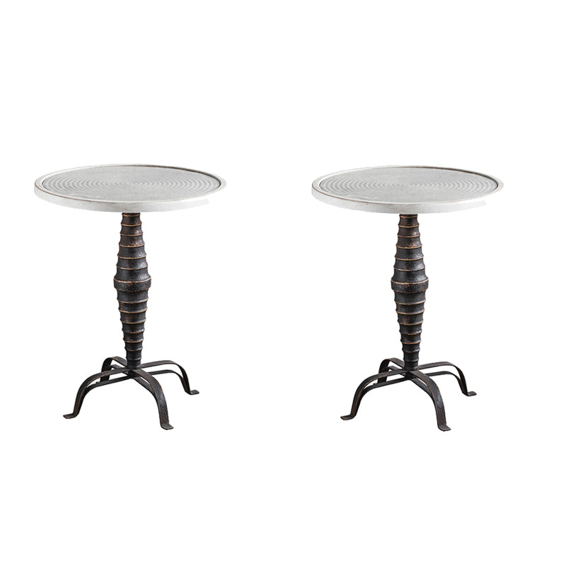 Pedestal Round Side End Table Rustic Distressed Side End Table