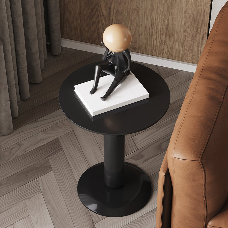 Round Pedestal End Table Modern Wood Side End Table for Living Room
