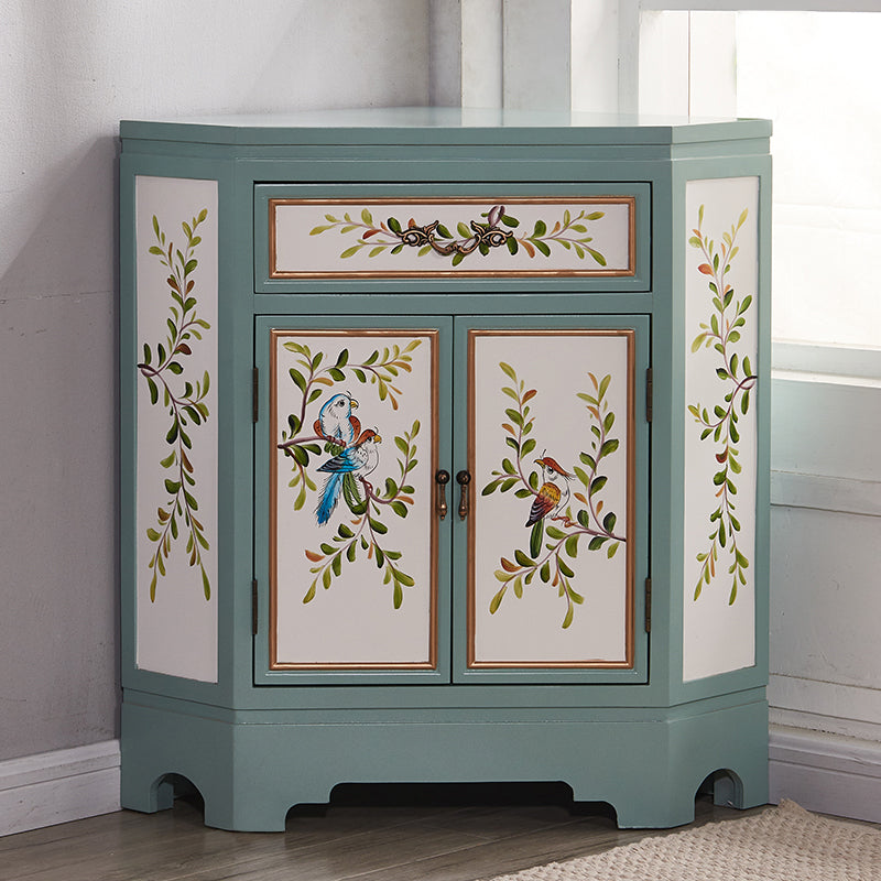 34.65"Tall Corner Cabinet, Contemporary Wooden Accent Cabinet