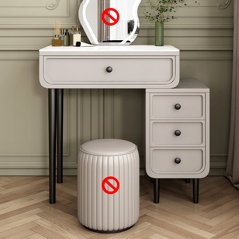 Glam Slate Top Vanity Table and Stool Set 4 Drawer Dressing Table