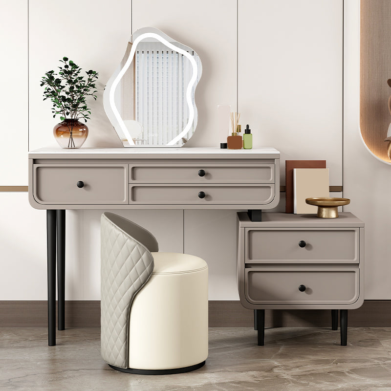 Glam Makeup Vanity Desk with Slate Top, Solid Wood Dressing Table