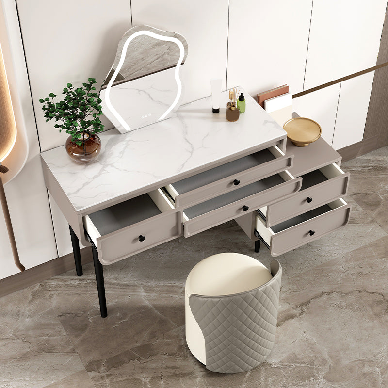 Glam Makeup Vanity Desk with Slate Top, Solid Wood Dressing Table