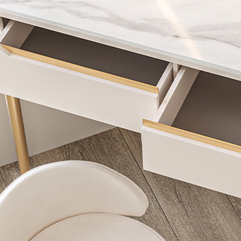 Slate Top Makeup Vanity Set with Drawers, Glam Makeup Vanity Desk Table