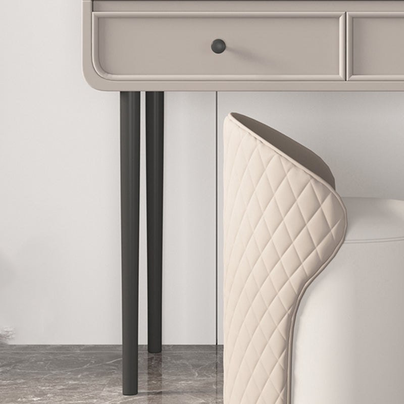 Glam Slate Top Vanity Dressing Table Solid Wood Vanity Desk with Drawers