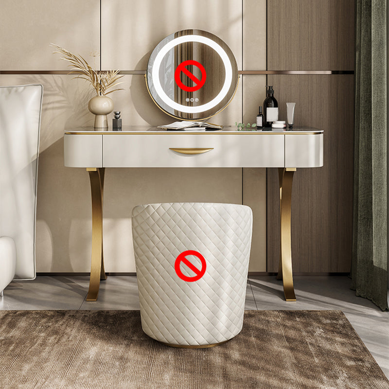 Glam Solid Wood Vanity Table and Stool Set Slate Top Makeup Counter